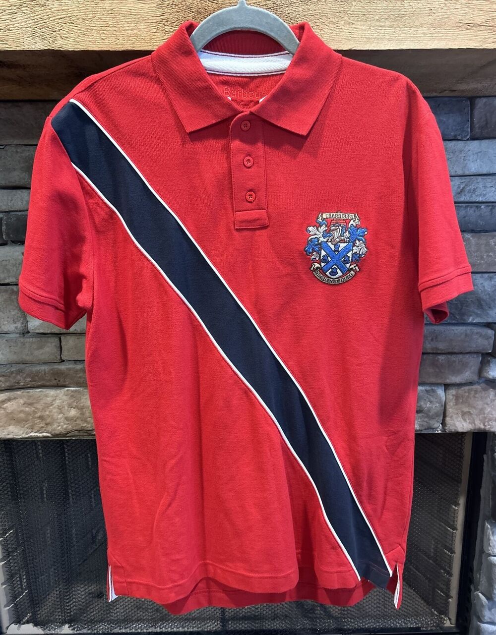 Mens HTF Barbour Nihilo Nisi Duro (crest) Short Sleeve Polo Shirt Sz M *B2